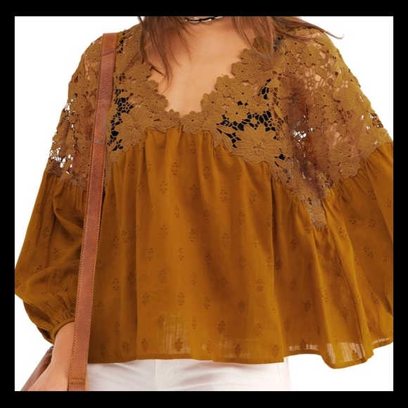 Free People Lina Lace Top in Bronze - Picture 3 of 7